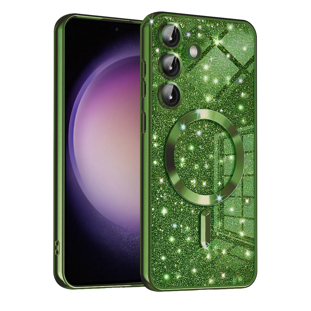 Калъф MagSafe за Samsung Galaxy S23 FE S711, Techsuit, Luxury Glitter, Тъмнозелен