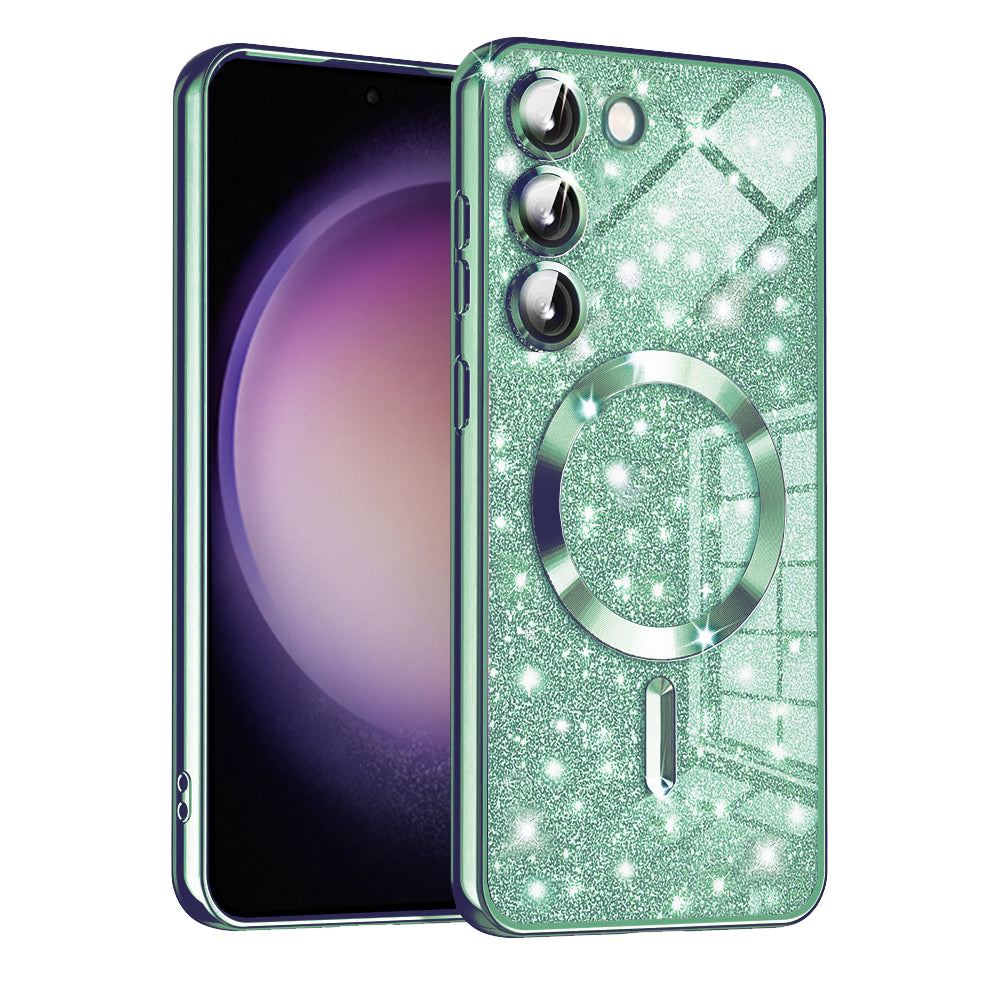 Калъф MagSafe за Samsung Galaxy S23+ S916, Techsuit, Luxury Glitter, Светлозелен