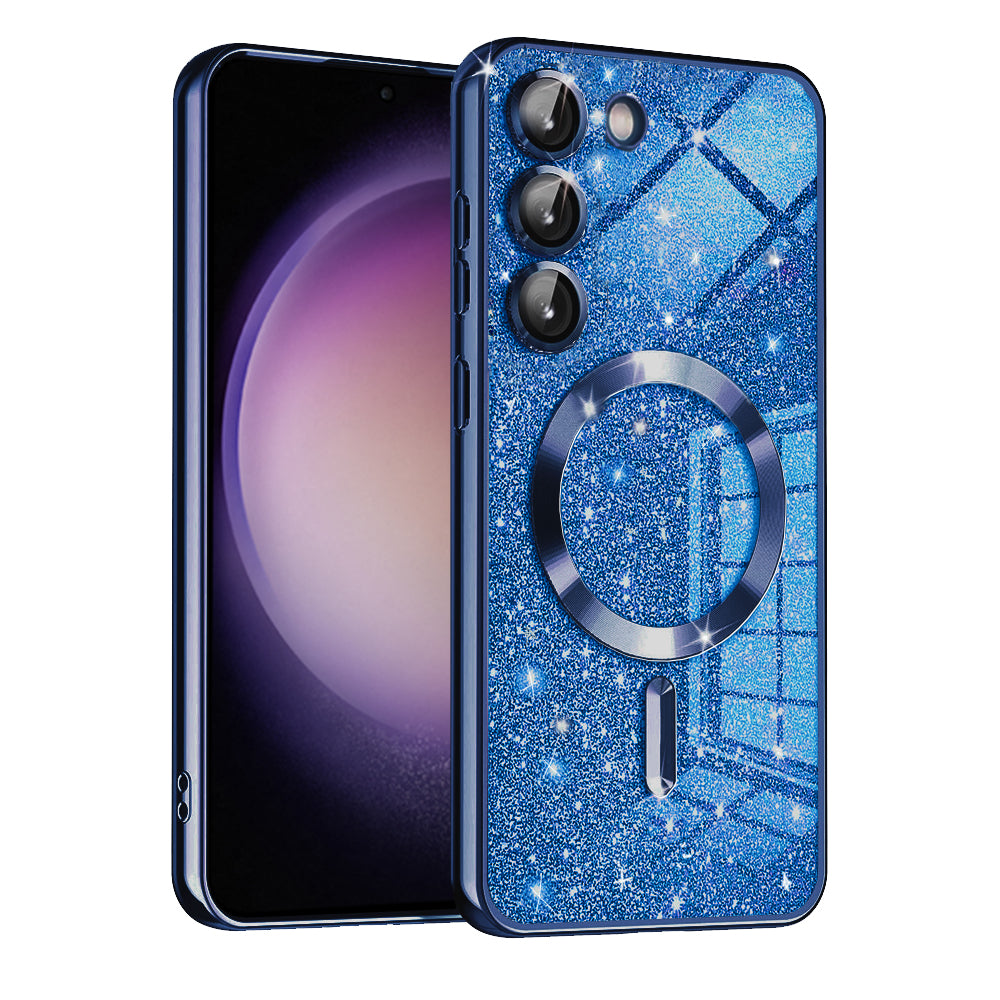 Калъф MagSafe за Samsung Galaxy S23 S911, Techsuit, Luxury Glitter, Тъмносин