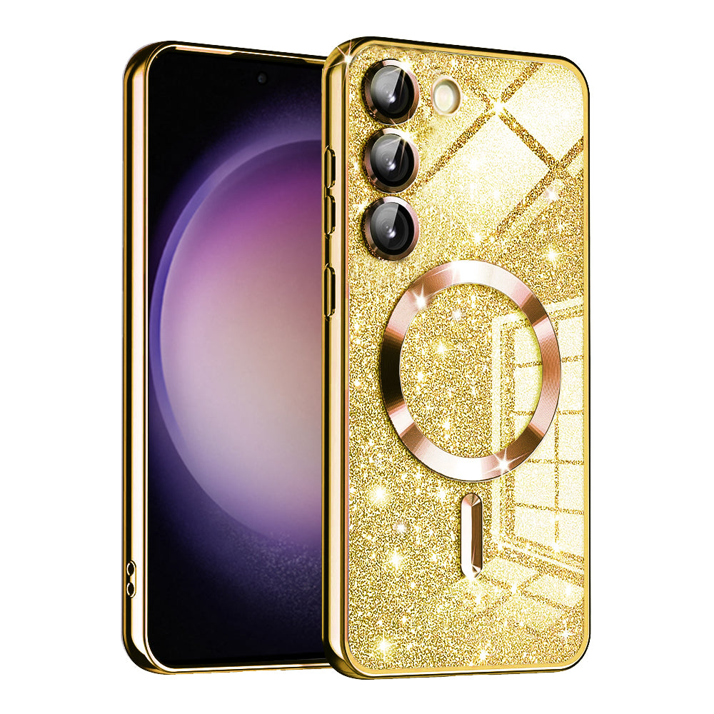 Калъф MagSafe за Samsung Galaxy S23 S911, Techsuit, Luxury Glitter, Златист