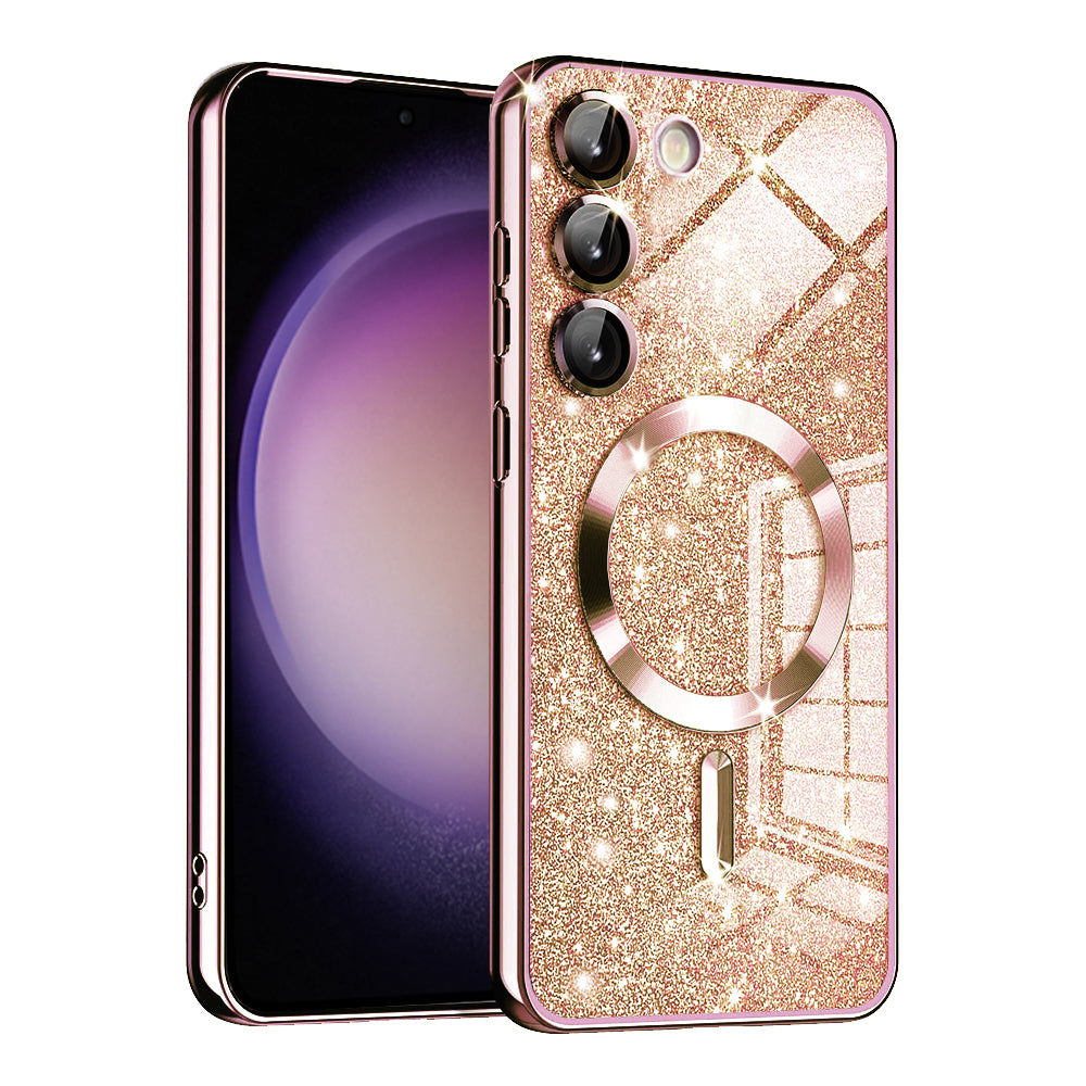 Калъф MagSafe за Samsung Galaxy S23 S911, Techsuit, Luxury Glitter, Розово злато