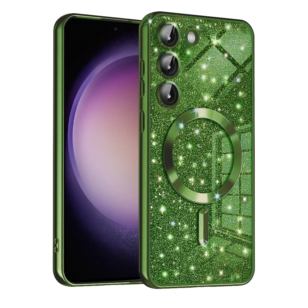 Калъф MagSafe за Samsung Galaxy S23 S911, Techsuit, Luxury Glitter, Тъмнозелен