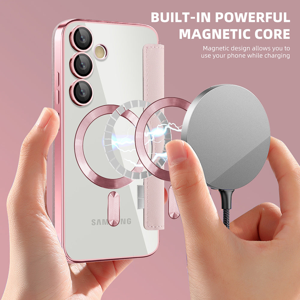 Калъф MagSafe за Samsung Galaxy S23 S911, Techsuit, SmartMag Book, Розов