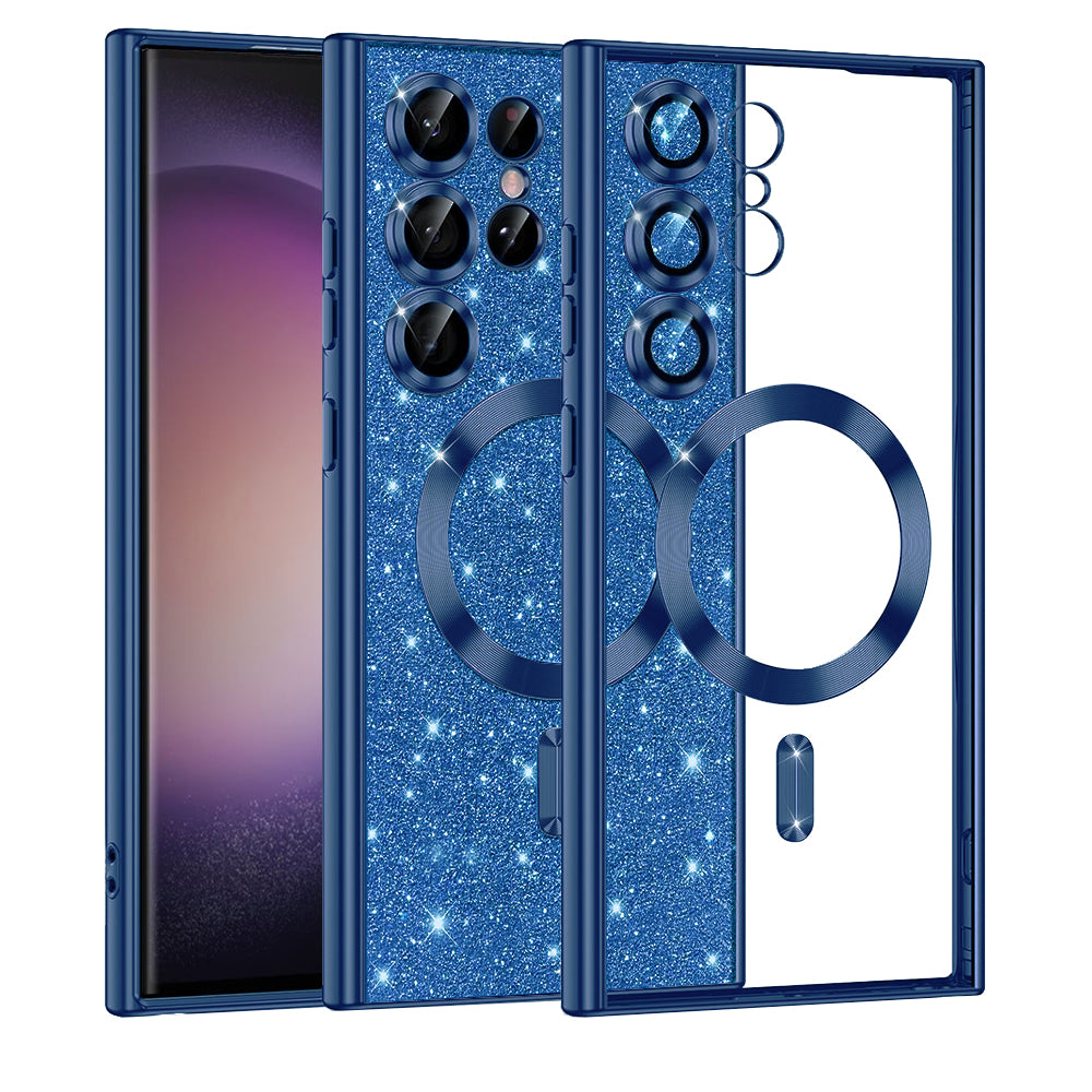 Калъф MagSafe за Samsung Galaxy S23 Ultra S918, Techsuit, Luxury Glitter, Тъмносин