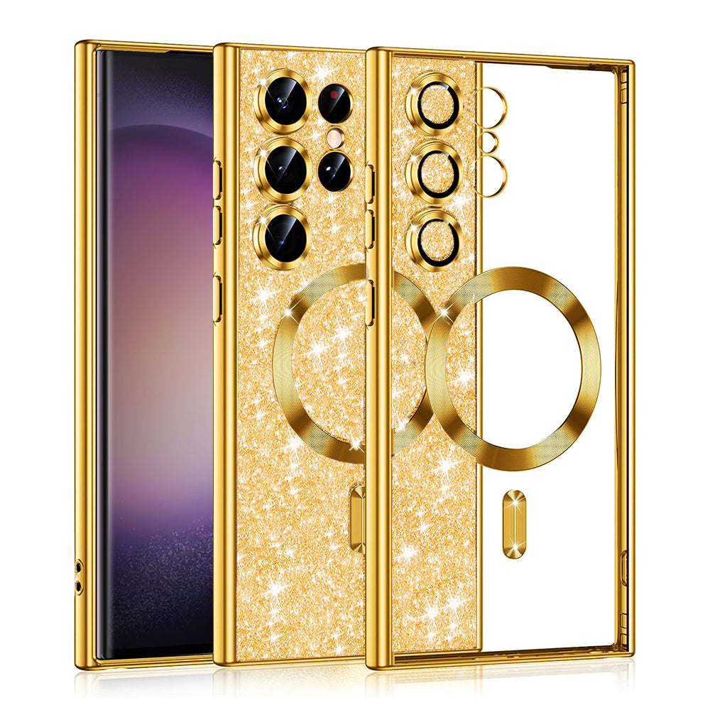 Калъф MagSafe за Samsung Galaxy S23 Ultra S918, Techsuit, Luxury Glitter, Златист