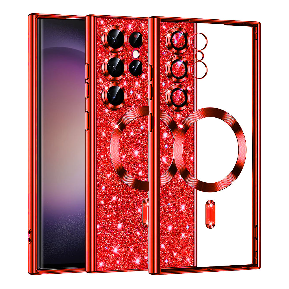 Калъф MagSafe за Samsung Galaxy S23 Ultra S918, Techsuit, Luxury Glitter, Червен