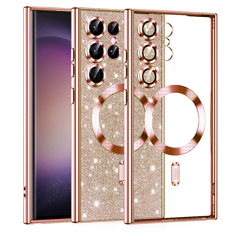 Калъф MagSafe за Samsung Galaxy S23 Ultra S918, Techsuit, Luxury Glitter, Розово злато