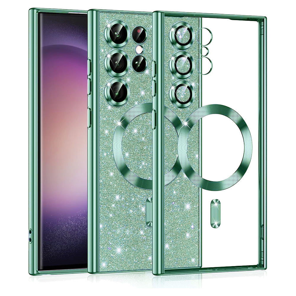Калъф MagSafe за Samsung Galaxy S23 Ultra S918, Techsuit, Luxury Glitter, Светлозелен