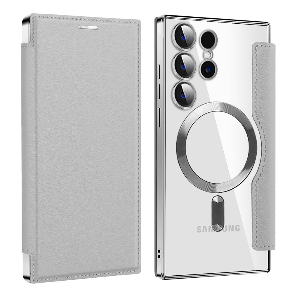 Калъф MagSafe за Samsung Galaxy S23 Ultra S918, Techsuit, SmartMag Book, Сив