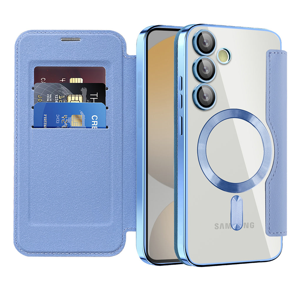 Калъф MagSafe за Samsung Galaxy S24 FE S721, Techsuit, SmartMag Book, Син