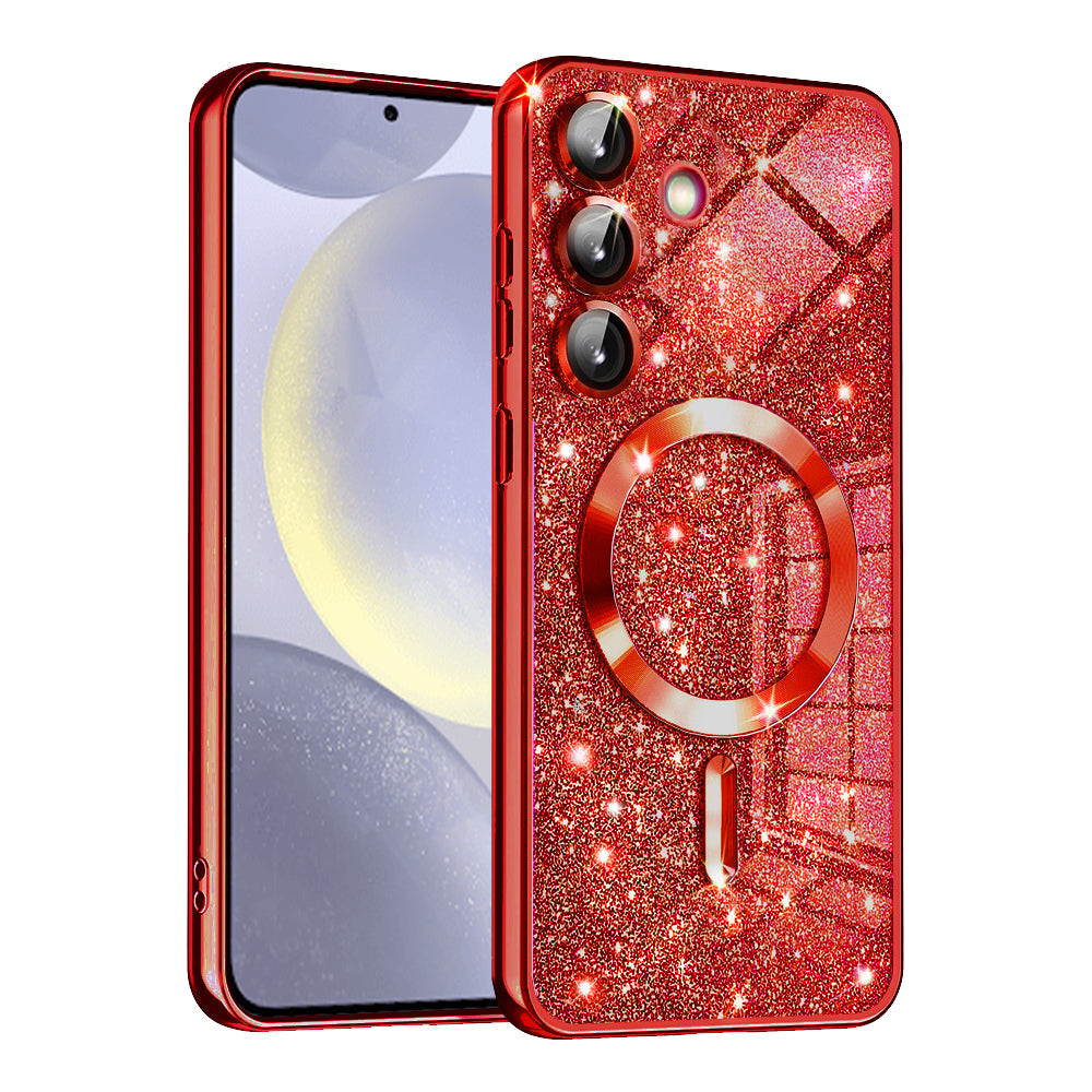 Калъф MagSafe за Samsung Galaxy S24+ S926, Techsuit, Luxury Glitter, Червен