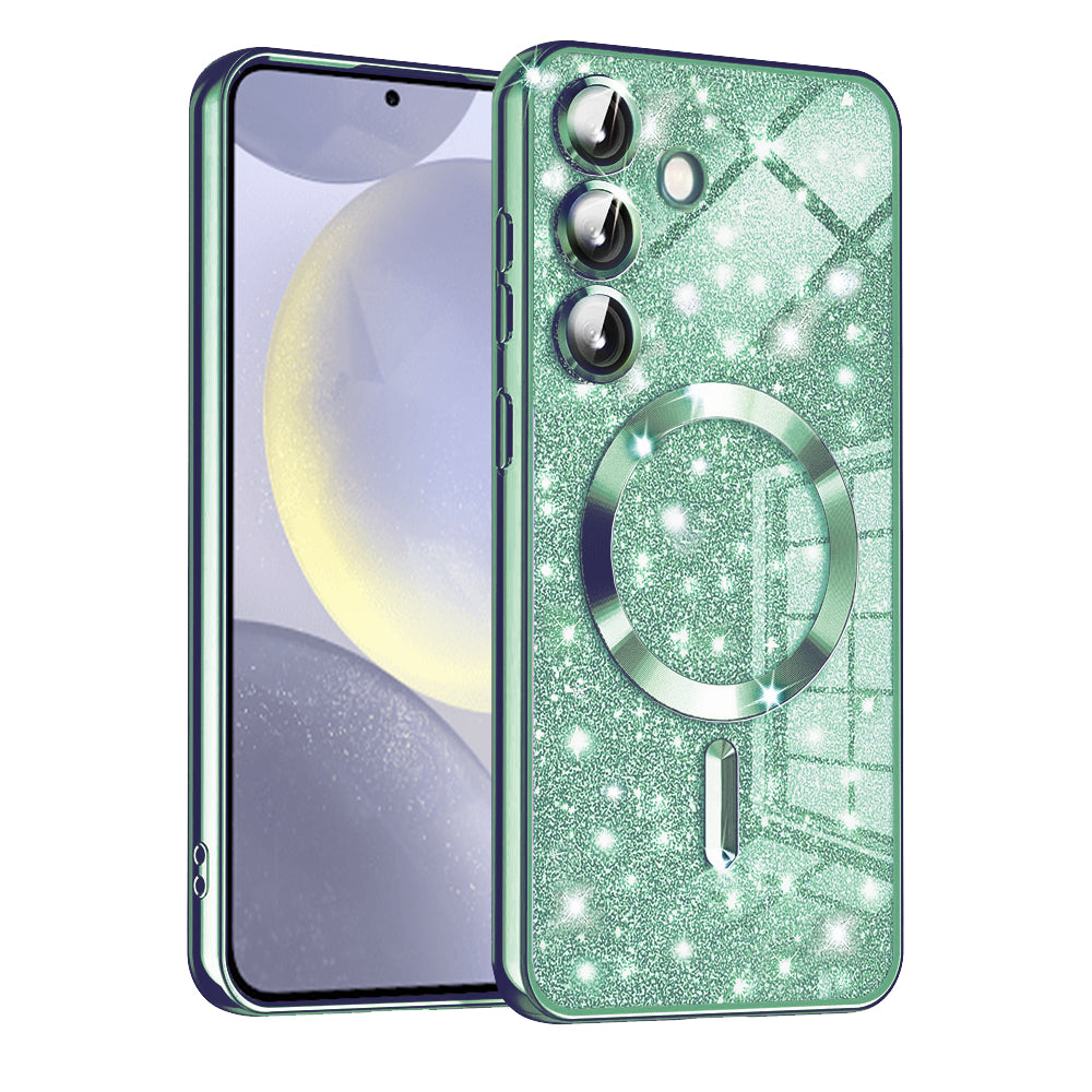 Калъф MagSafe за Samsung Galaxy S24+ S926, Techsuit, Luxury Glitter, Светлозелен
