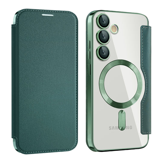 Калъф MagSafe за Samsung Galaxy S24+ S926, Techsuit, SmartMag Book, Зелен