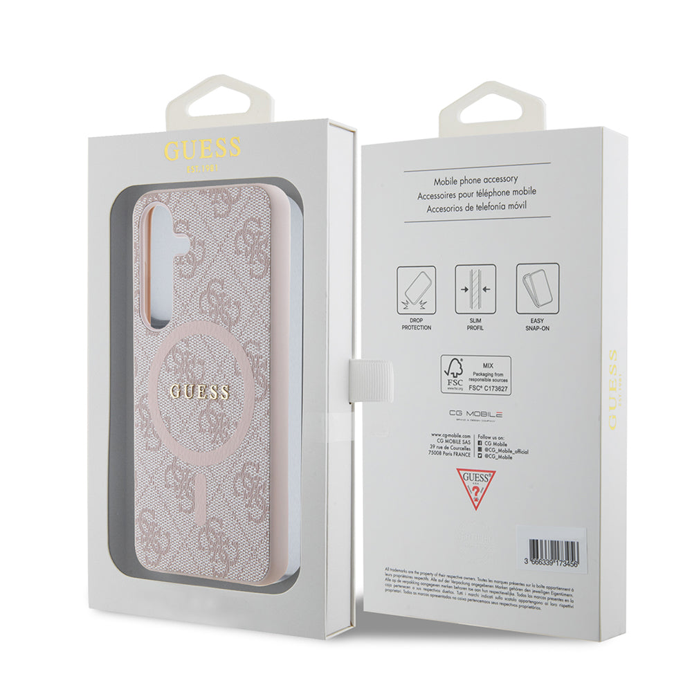 Калъф MagSafe за Samsung Galaxy S24 S921, Guess, 4G Collection, Розов