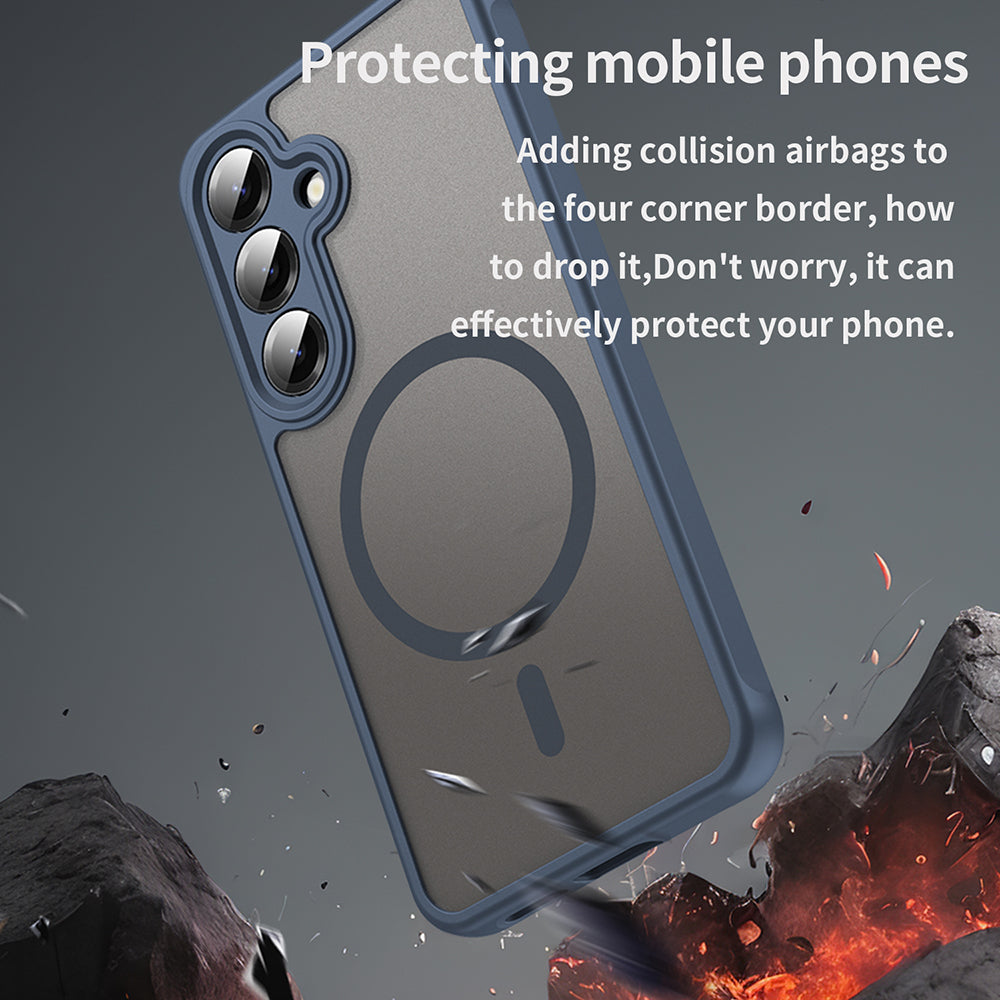 Калъф MagSafe за Samsung Galaxy S24 S921, Techsuit, HaloFrost II, Тъмносин
