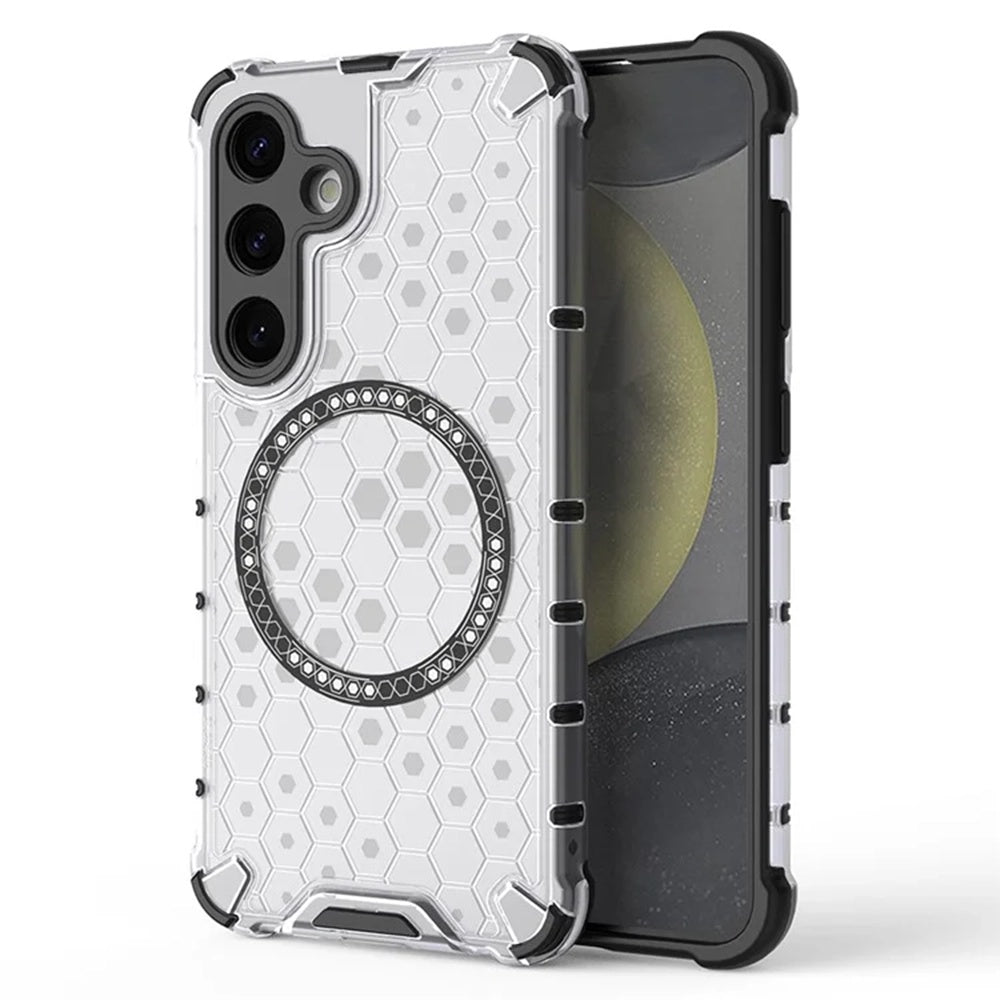 Калъф MagSafe за Samsung Galaxy S24 S921, Techsuit, HoneyComb Shield, Бял