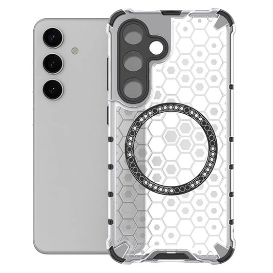 Калъф MagSafe за Samsung Galaxy S24 S921, Techsuit, HoneyComb Shield, Бял