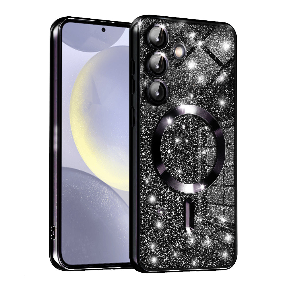 Калъф MagSafe за Samsung Galaxy S24 S921, Techsuit, Luxury Glitter, Черен