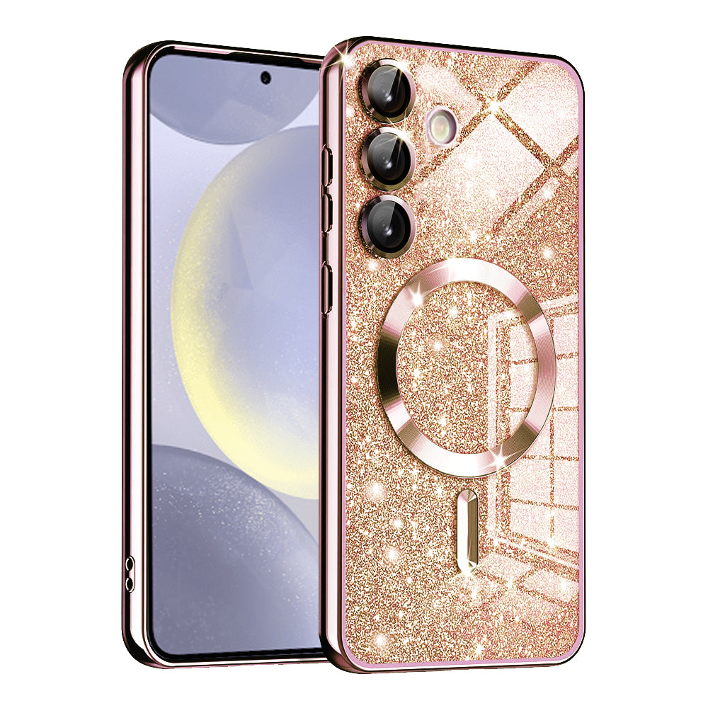 Калъф MagSafe за Samsung Galaxy S24 S921, Techsuit, Luxury Glitter, Розово злато