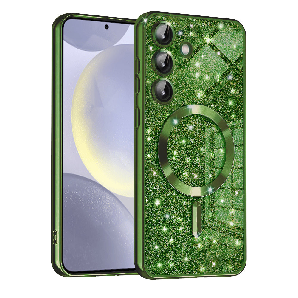 Калъф MagSafe за Samsung Galaxy S24 S921, Techsuit, Luxury Glitter, Тъмнозелен