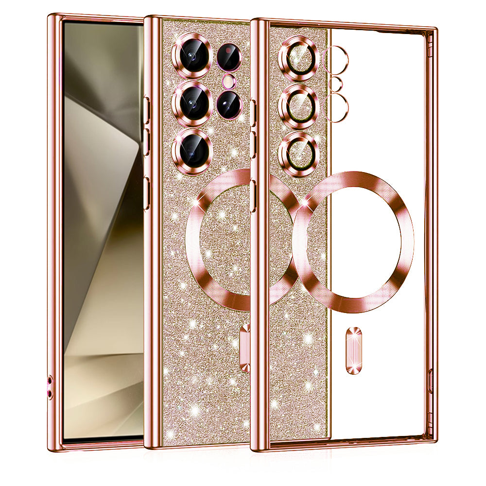 Калъф MagSafe за Samsung Galaxy S24 Ultra S928, Techsuit, Luxury Glitter, Розово злато