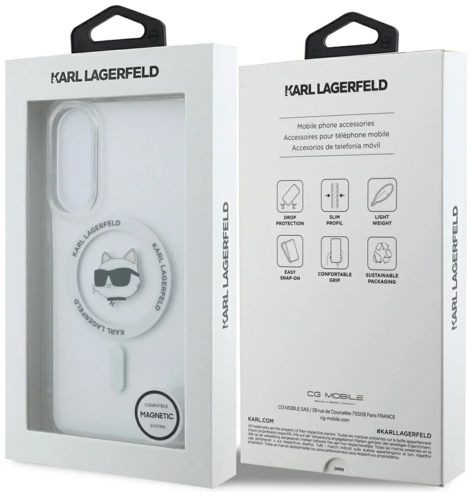 Калъф MagSafe за Samsung Galaxy S25 Edge S937, Karl Lagerfeld, IML Choupette's Head, Бял