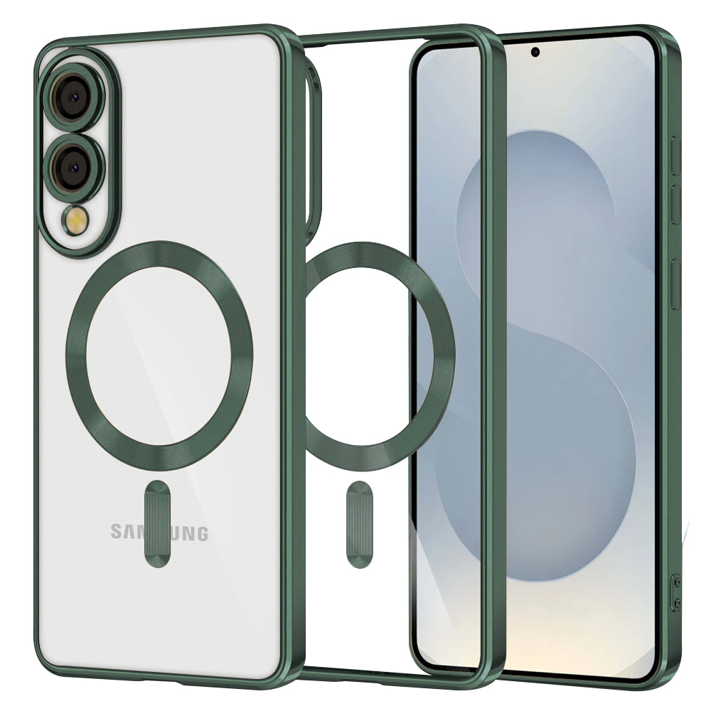Калъф MagSafe за Samsung Galaxy S25 Edge S937, Techsuit, Luxury Crystal, Тъмнозелен