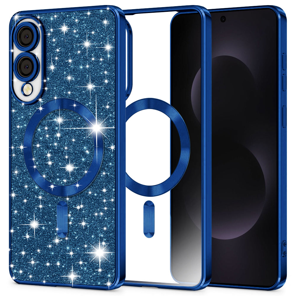 Калъф MagSafe за Samsung Galaxy S25 Edge S937, Techsuit, Luxury Glitter, Тъмносин