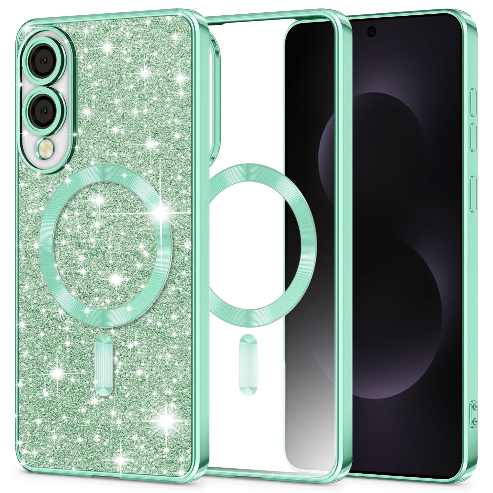 Калъф MagSafe за Samsung Galaxy S25 Edge S937, Techsuit, Luxury Glitter, Светлозелен