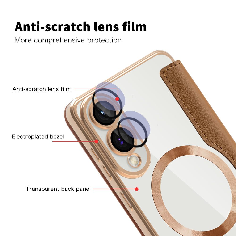 Калъф MagSafe за Samsung Galaxy S25 Edge S937, Techsuit, SmartMag Book, Кафяв