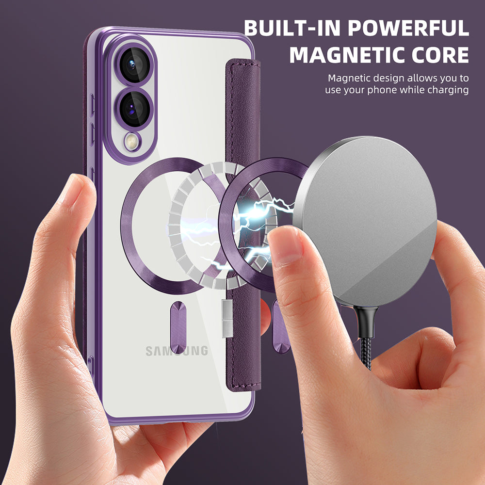 Калъф MagSafe за Samsung Galaxy S25 Edge S937, Techsuit, SmartMag Book, Лилав