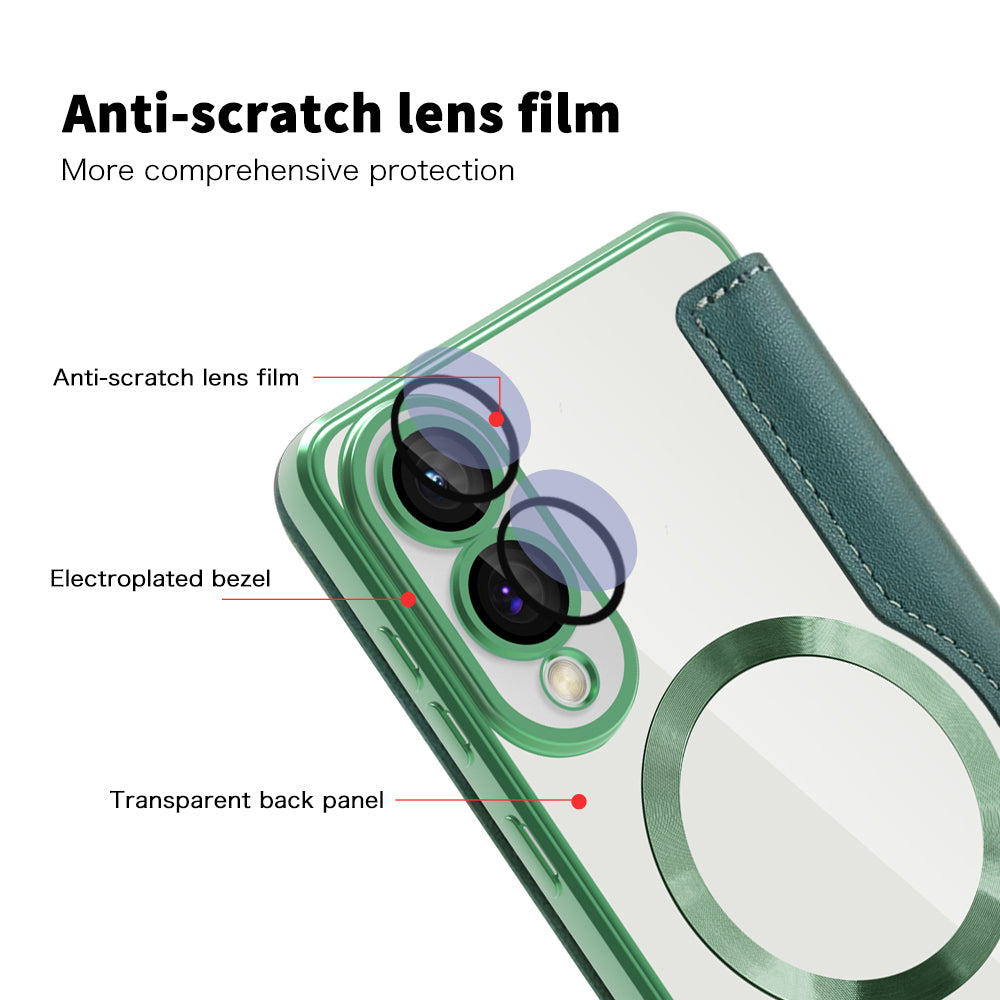 Калъф MagSafe за Samsung Galaxy S25 Edge S937, Techsuit, SmartMag Book, Зелен