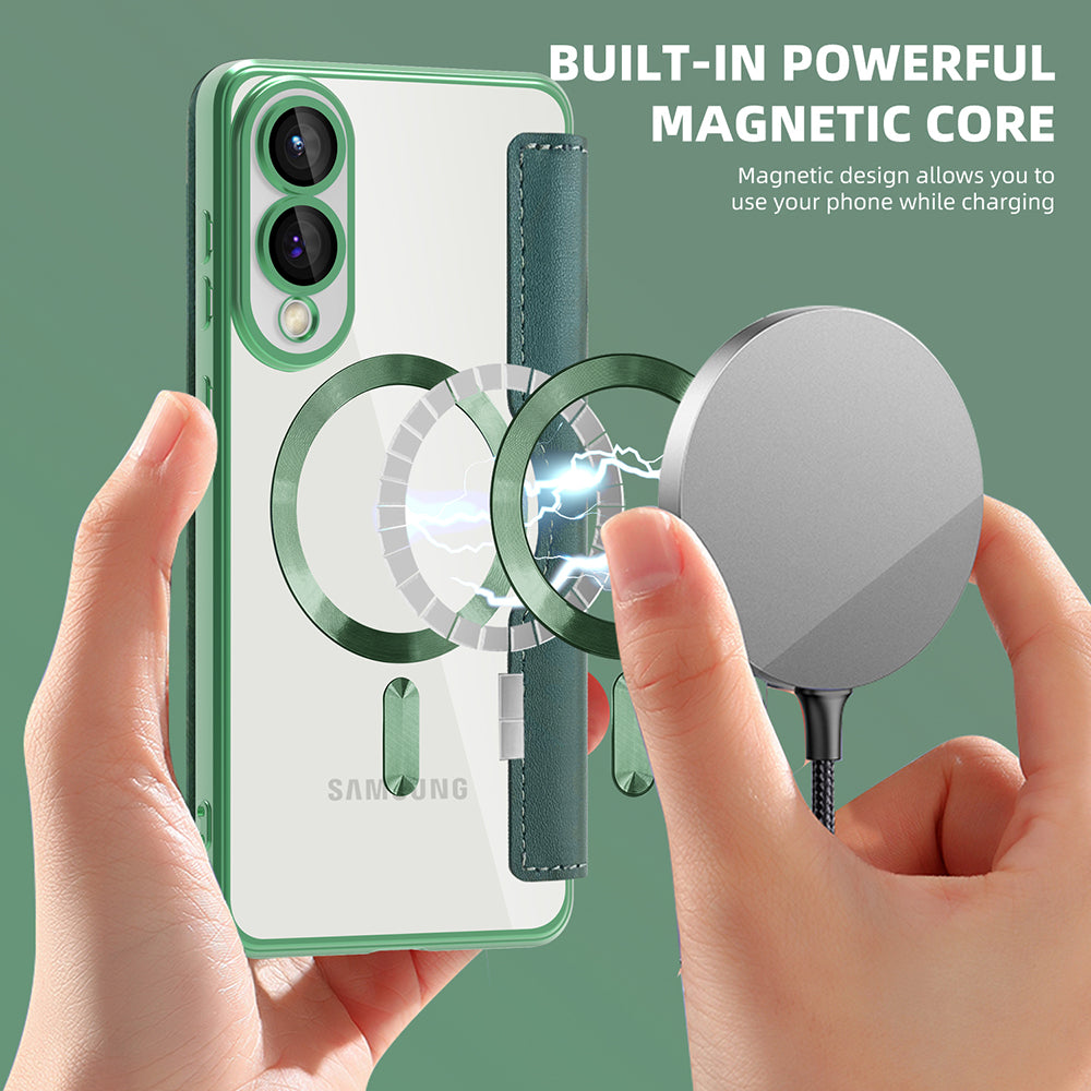 Калъф MagSafe за Samsung Galaxy S25 Edge S937, Techsuit, SmartMag Book, Зелен