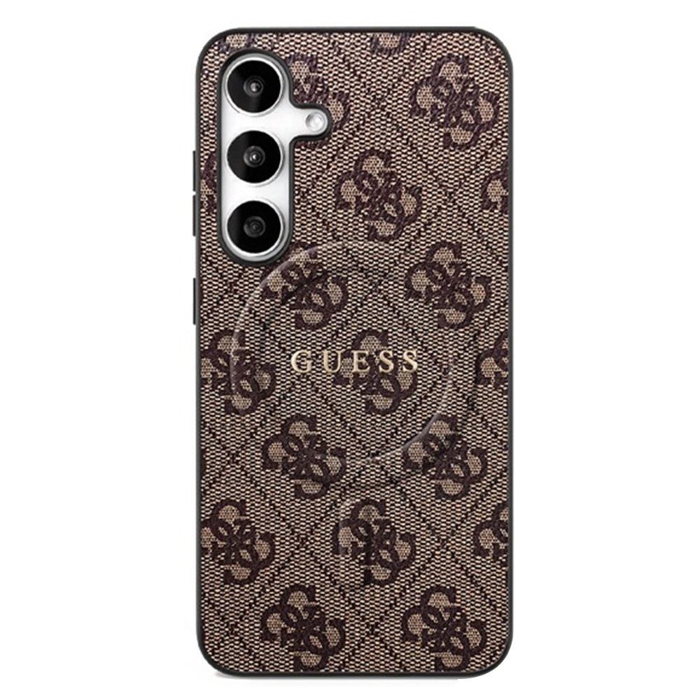 Калъф MagSafe за Samsung Galaxy S25 FE, Guess, 4G Ring Classic Logo, Кафяв