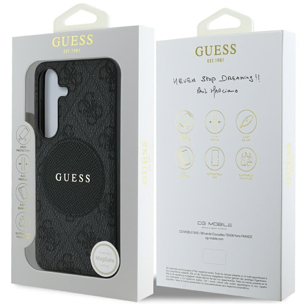 Калъф MagSafe за Samsung Galaxy S25+ S936, Guess, 4G Circle Classic Logo, Черен