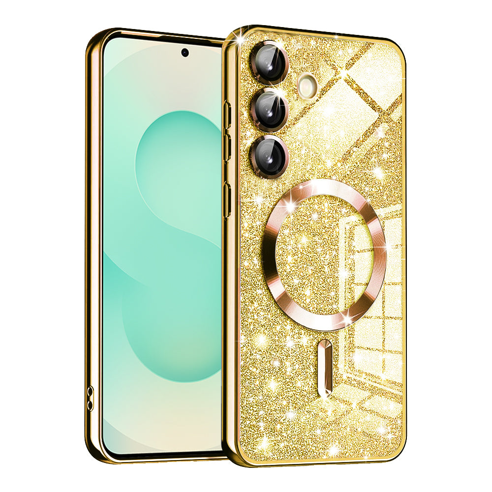 Калъф MagSafe за Samsung Galaxy S25+ S936, Techsuit, Luxury Glitter, Златист