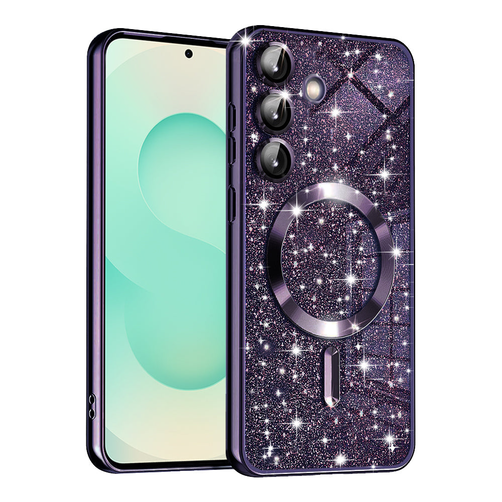 Калъф MagSafe за Samsung Galaxy S25+ S936, Techsuit, Luxury Glitter, Тъмно лилав