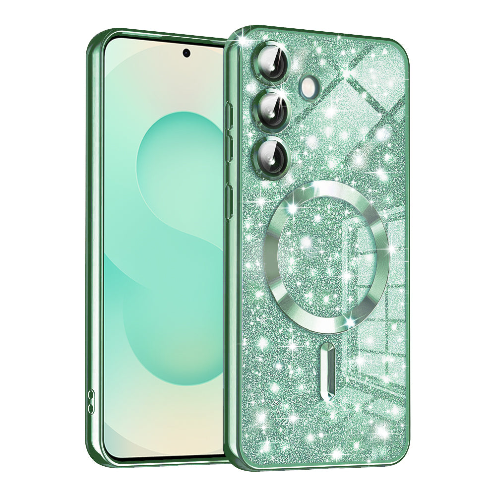 Калъф MagSafe за Samsung Galaxy S25+ S936, Techsuit, Luxury Glitter, Светлозелен