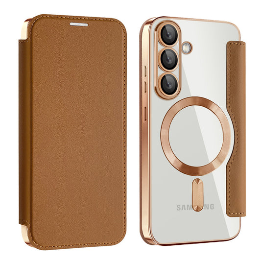 Калъф MagSafe за Samsung Galaxy S25+ S936, Techsuit, SmartMag Book, Кафяв