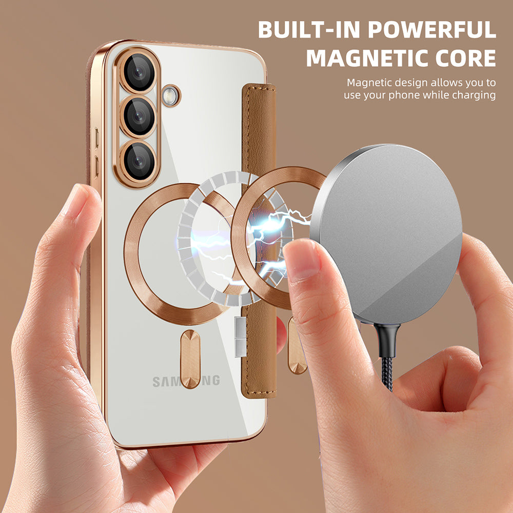 Калъф MagSafe за Samsung Galaxy S25+ S936, Techsuit, SmartMag Book, Кафяв