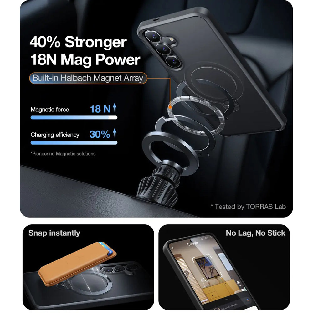 Husa MagSafe за Samsung Galaxy S25+ S936, Torras, Ostand Spin, Черна