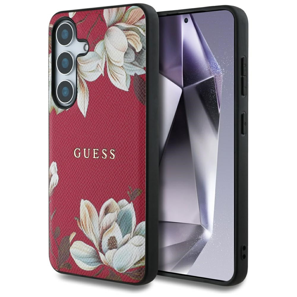 Калъф MagSafe за Samsung Galaxy S25 S931, Guess, Grained Flowers, Фуксия