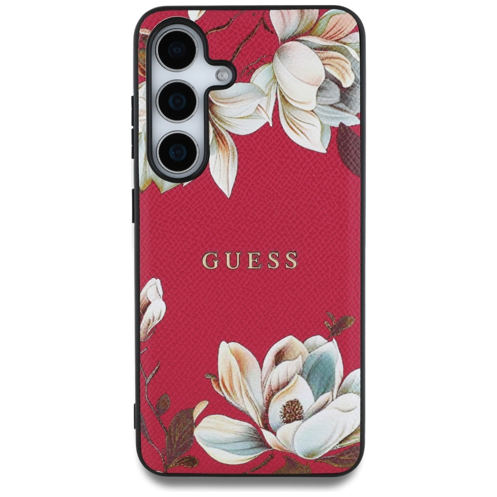 Калъф MagSafe за Samsung Galaxy S25 S931, Guess, Grained Flowers, Фуксия