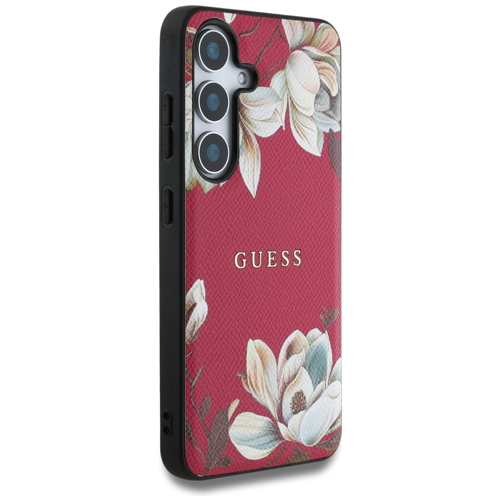 Калъф MagSafe за Samsung Galaxy S25 S931, Guess, Grained Flowers, Фуксия