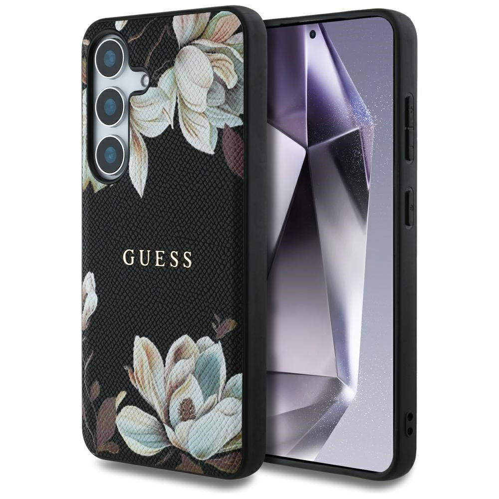 Калъф MagSafe за Samsung Galaxy S25 S931, Guess, Grained Flowers, Черен