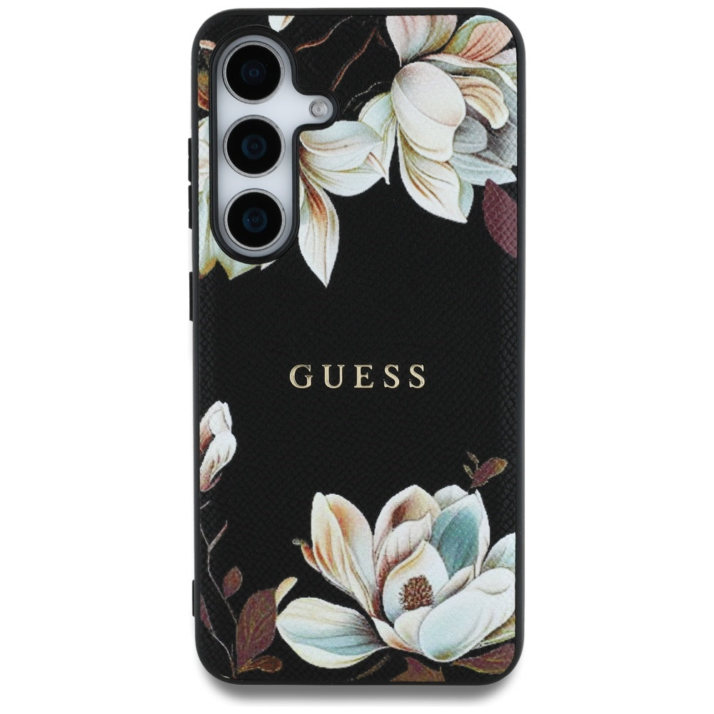 Калъф MagSafe за Samsung Galaxy S25 S931, Guess, Grained Flowers, Черен