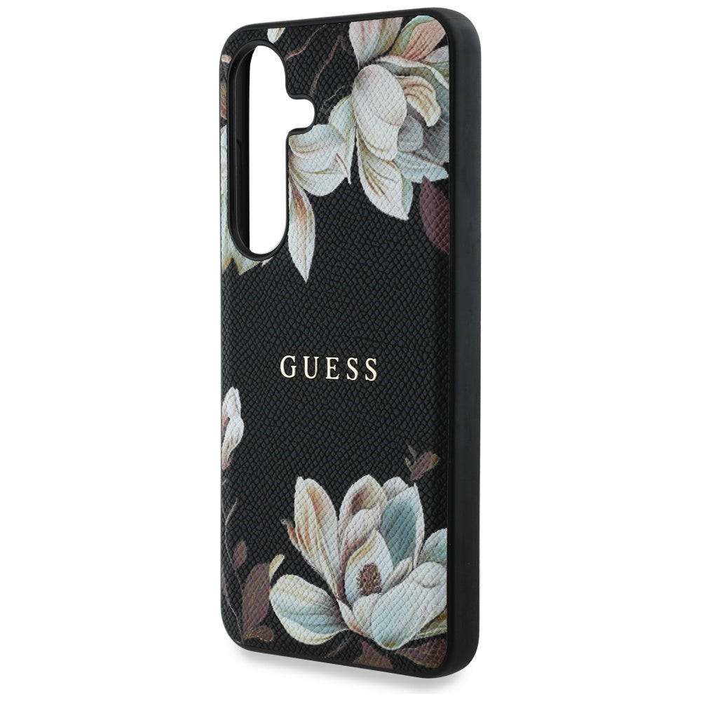 Калъф MagSafe за Samsung Galaxy S25 S931, Guess, Grained Flowers, Черен