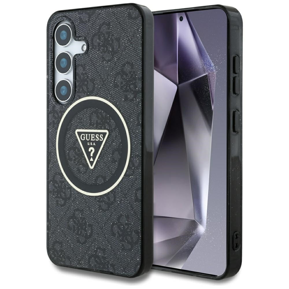 Калъф MagSafe за Samsung Galaxy S25 S931, Guess, IML Glitter 4G Circle Triangle, Черен