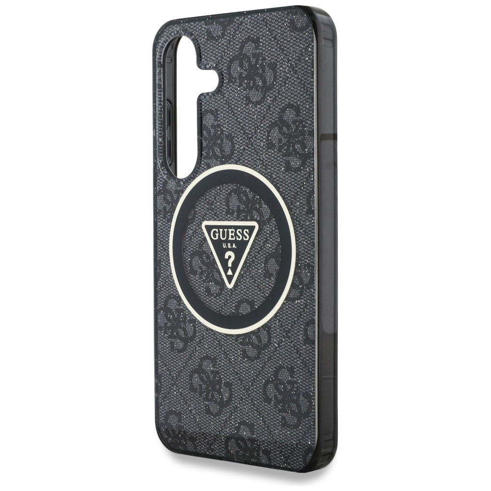 Калъф MagSafe за Samsung Galaxy S25 S931, Guess, IML Glitter 4G Circle Triangle, Черен