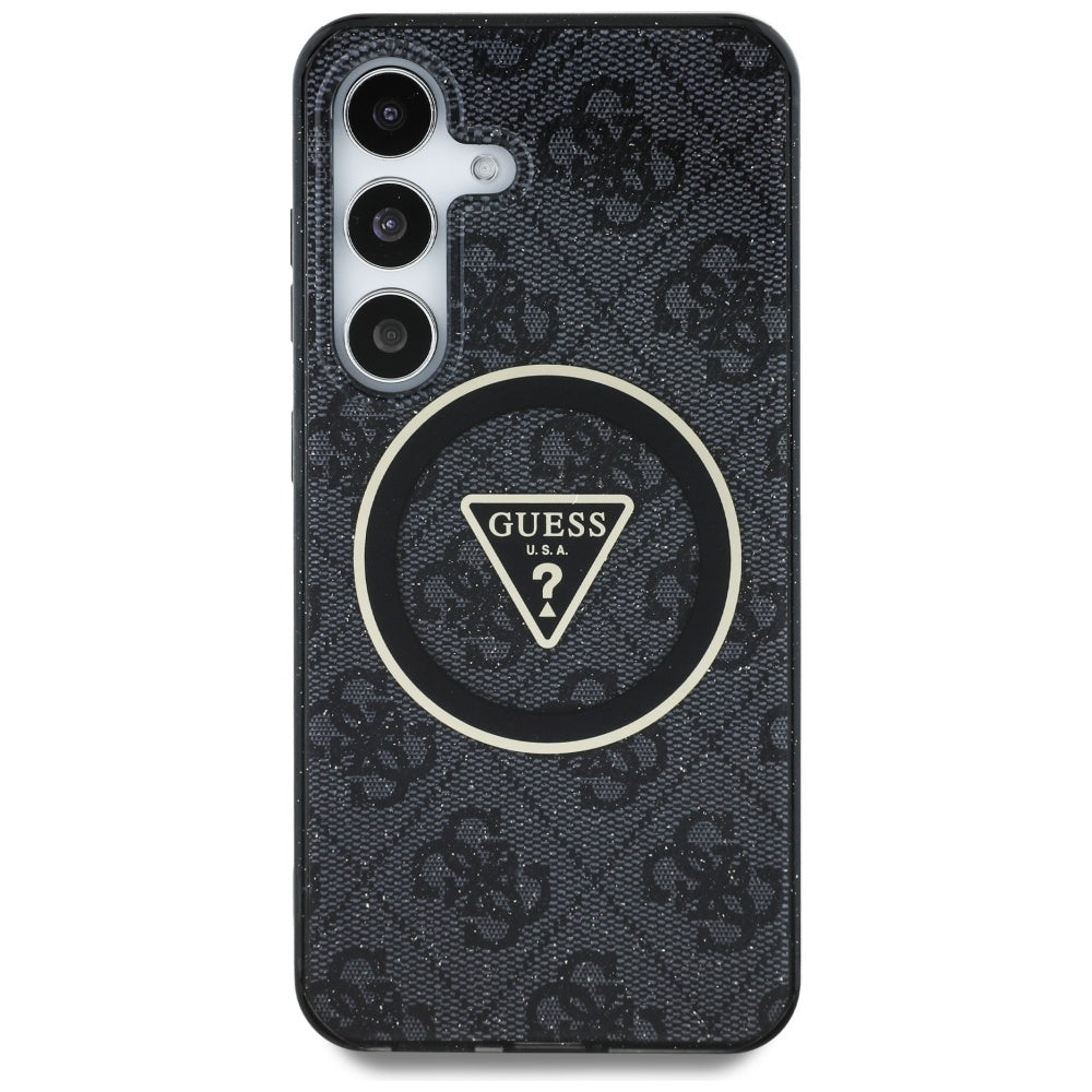 Калъф MagSafe за Samsung Galaxy S25 S931, Guess, IML Glitter 4G Circle Triangle, Черен